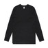 A long-sleeve black organic T-shirt with a round neck and a branded label.
