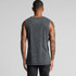 A grey stone wash tank top featuring sleeveless design and a subtle logo on the back.