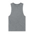A stone wash tank top in a muted green colour with a logo at the neckline.