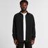 A black cord shirt with a button-up front and two chest pockets, worn over a white T-shirt.