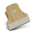 A bamboo clip featuring a natural wood finish with a white base, showcasing a round metal accent.