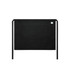 A black half apron featuring a front pocket and ties, with a logo. Suitable for workwear and culinary tasks.
