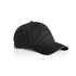A black faded cap with a curved brim and a logo on the side, displayed at an angle.