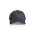 A grey trucker cap featuring a solid front and mesh back, with a logo on the front.
