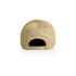 A beige cap featuring a back closure with snap adjustments and ventilation holes. It has a logo on the back.