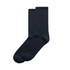 Two pairs of dark blue business socks are arranged together, featuring a simple design and a logo.
