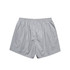 Light grey shorts with fine white stripes, featuring an elastic waistband and a simple design. Includes a logo.