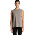 A sleeveless grey tank top featuring a relaxed fit and a logo on the front.