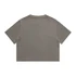 A heavy faded crop tee in a warm grey colour with a simple design and short sleeves. The shirt features a logo.