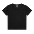 A black organic rib t-shirt featuring a crew neckline and short sleeves. The shirt has a logo on the label.