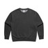 A faded crew jumper in dark grey with a simple design and a logo on the label.