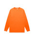 An orange long-sleeve t-shirt with a round neckline and a logo on the chest, ideal for workwear.
