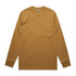 A long-sleeve tee in a warm mustard colour, featuring a logo on the label.