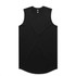 A black staple curve tank top with a sleeveless design, featuring a rounded hem and an inner branding label.
