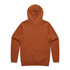 A brown hoodie with a hood and long sleeves, featuring a plain back. Includes a logo.