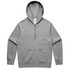 A grey half-zip hoodie with a front pocket and a hood. It has a logo on the label.