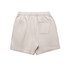 Relax Track Shorts in light beige with a back pocket and an elastic waistband. Features a simple logo on the fabric.