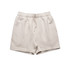 Relax Track Shorts in a light beige colour, featuring an elastic waistband and side pockets. Includes a logo.