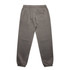Faded green track pants with an elastic waistband and a back pocket, featuring a logo.