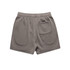 Faded taupe track shorts featuring an elastic waistband and a single back pocket.