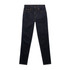Dark blue skinny jeans featuring five pockets and a logo detail. Slim fit design with a classic denim look.