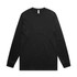 A black long-sleeve t-shirt featuring a simple design and a logo.