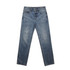 Straight jeans in light blue denim with a classic five-pocket design, featuring a logo on the waistband.