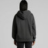 A faded grey hoodie featuring a large hood, shown from the back, with a relaxed fit.