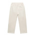 Cuffless track pants in a light cream colour with an elastic waistband and a single back pocket. Features a logo.