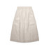 A linen skirt in a neutral beige colour with an elastic waistband. It has a simple and elegant design.