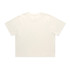 A classic crop tee in a light cream colour, featuring a simple design and a logo on the label.