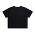 A black classic crop tee with a simple crew neck and short sleeves, featuring a branding logo.