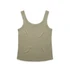 A khaki singlet with a scoop neckline and no sleeves. The garment has a simple design and includes a logo.