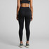 Black active seamless leggings are displayed, featuring a high waistband and a sleek fit. The image includes a brand logo.