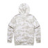 A hoodie in a stencil camo pattern featuring shades of grey and white, with a hood and long sleeves.