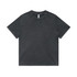 A grey stone wash heavy T-shirt with a classic crew neck and short sleeves, featuring a logo.