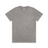A heavy stone wash t-shirt in a muted grey colour, featuring a plain design and a branding logo.