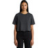 A heavy cropped tee in stone wash black, featuring short sleeves and a relaxed fit. The top has a logo.