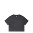 A dark grey cropped tee with a stone wash finish, featuring a simple crew neck and short sleeves.