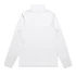 A white turtle neck jumper with long sleeves, featuring a high collar and a simple design. It has a logo on the back.