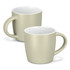 A mocha coffee mug in a soft beige colour with a white interior and a curved handle. Two mugs are displayed.