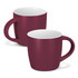 A set of two mocha coffee mugs in a rich burgundy colour with a white interior and a simple handle design.