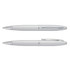 A silver Cross Calais ballpoint pen displayed from two angles, featuring a polished finish and a clip.