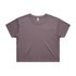 A cropped tee in a muted purple colour, featuring a relaxed fit and rounded neckline. It has a logo tag.