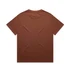 A brown heavy t-shirt featuring a plain back design and logo detail.
