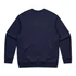 A navy blue jumper featuring long sleeves and a crew neck, with a plain back and a logo.