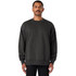 A dark grey jumper featuring a crew neck and long sleeves, presented on a male model. The garment has a branding logo.