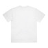 A white t-shirt with a plain back and short sleeves. The shirt features a logo.