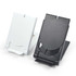 A wireless charger set featuring one black charger and one white charger, both designed for mobile devices.