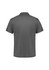 A grey men's short sleeve polo shirt with a logo, featuring a simple, minimalist design.
